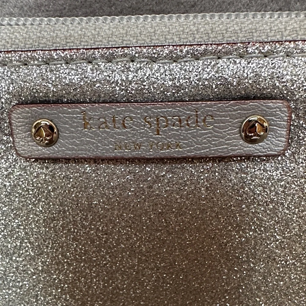 Kate Spade Kenzie Glitter Zip Wallet Shimmering Silver - Picture 2 of 10